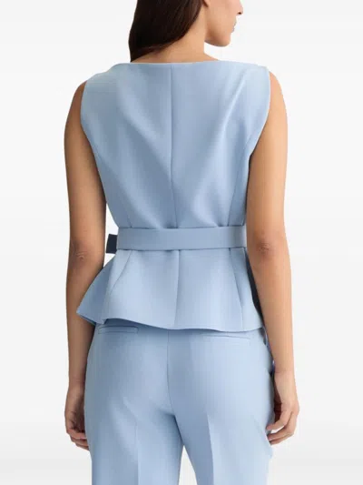 Liu •jo Liu Jo Sky Blue Jacket With Structured Silhouette And Peplum Hem In Blue