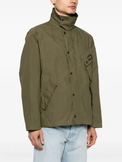 Barbour Ivy Green Jacket With Press-stud Fastening In Green
