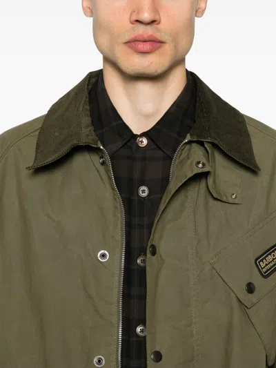 Barbour Ivy Green Jacket With Press-stud Fastening In Green