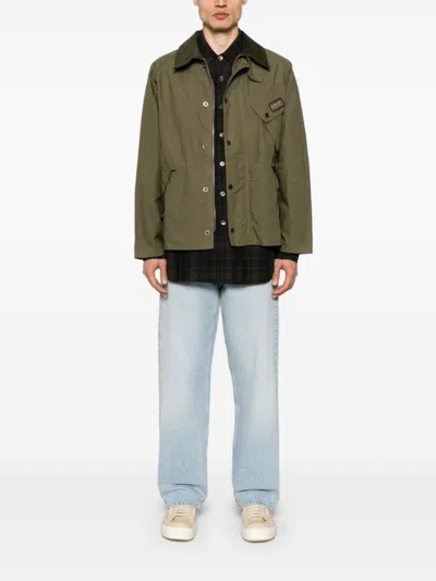 Barbour Ivy Green Jacket With Press-stud Fastening In Green
