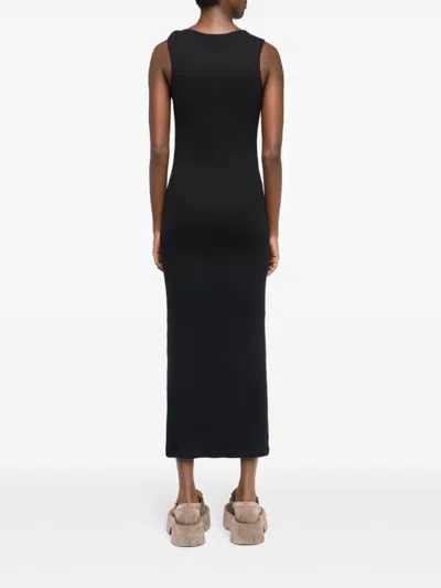 Jw Anderson Anchor Logo Twist Strap Rib Tank Dress In Black