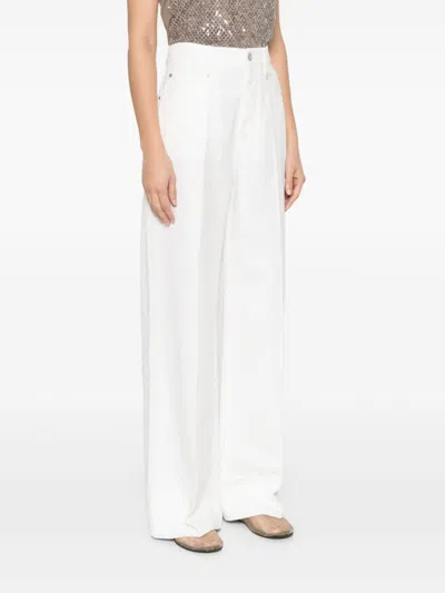 Brunello Cucinelli Women Linen And Cotton Loose Pants In White