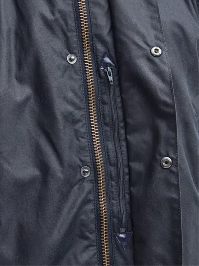 Barbour Button-up Coat With Corduroy Collar In Blue