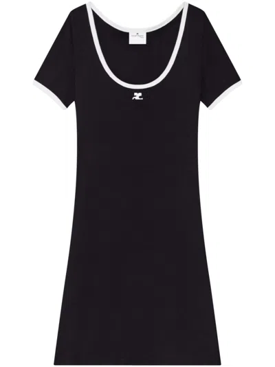 Courrèges Signature Contrast T-shirt In Black