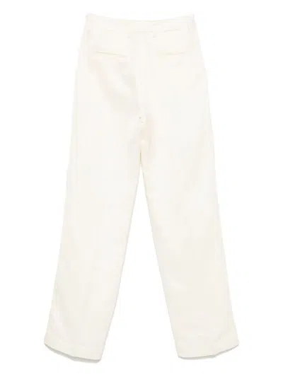 Pt Torino Beige Trousers With Concealed Fastening In White