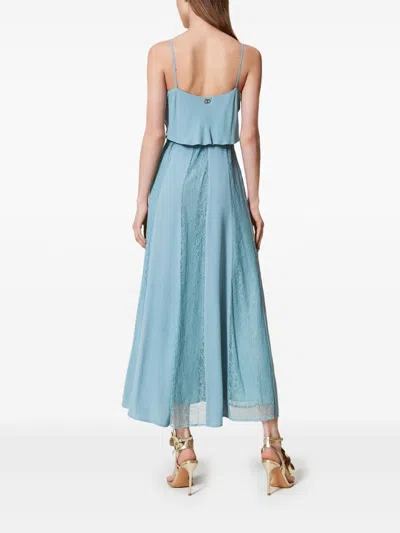 Twinset Twin-set Blue Maxi Dress With Spaghetti Straps In Blue