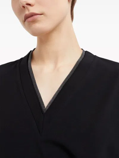 Brunello Cucinelli Black Stretch-cotton T-shirt In Black