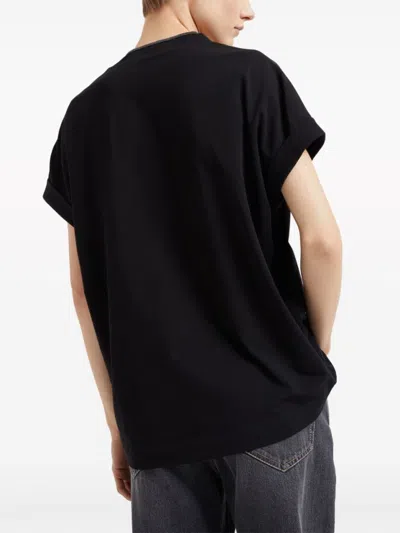 Brunello Cucinelli Black Stretch-cotton T-shirt In Black