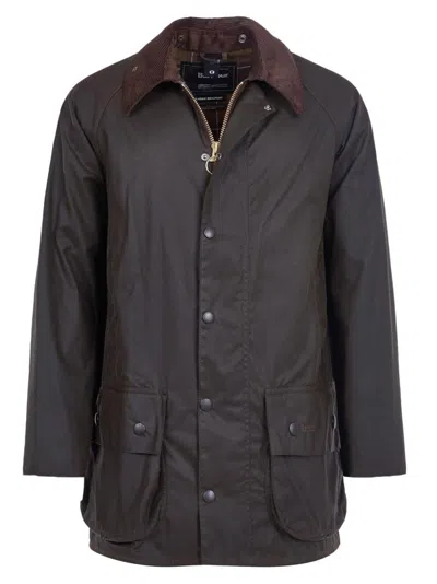 Barbour Brown Button-up Coat With Corduroy Collar In Brown