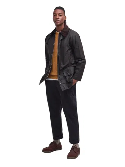 Barbour Brown Button-up Coat With Corduroy Collar In Brown