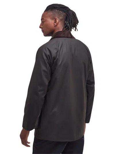 Barbour Brown Button-up Coat With Corduroy Collar In Brown