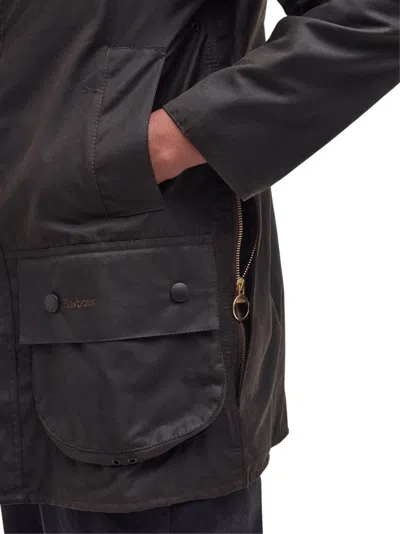 Barbour Brown Button-up Coat With Corduroy Collar In Brown