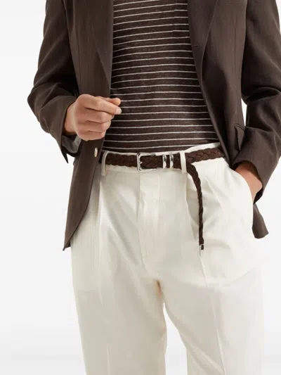 Brunello Cucinelli Tailored White Trousers With Concealed Fastening In Neutral