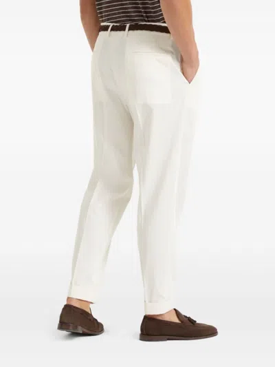 Brunello Cucinelli Tailored White Trousers With Concealed Fastening In Neutral