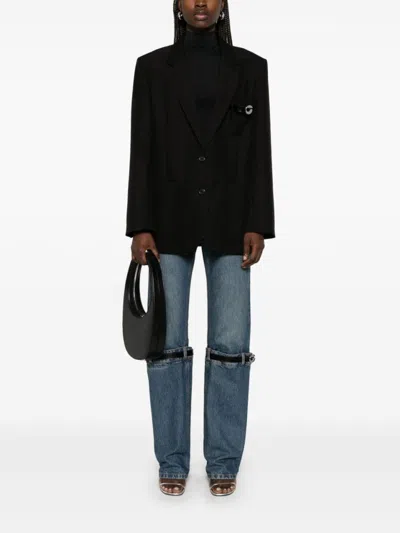 Coperni Nero Tailored Blazer With Unique Embellished Pocket In Black