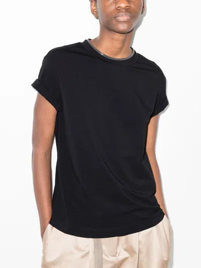 Brunello Cucinelli Short-sleeved T-shirt With Rolled Sleeves And Keyhole Detail In Black