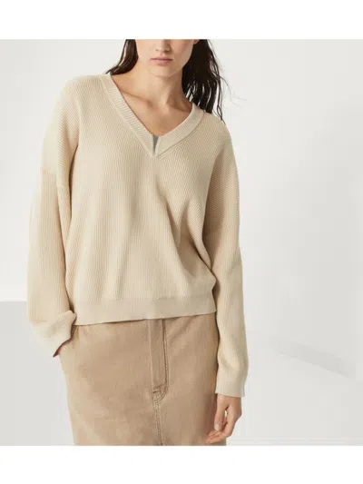 Brunello Cucinelli Light Beige Sweater With Ribbed Details In Neutral