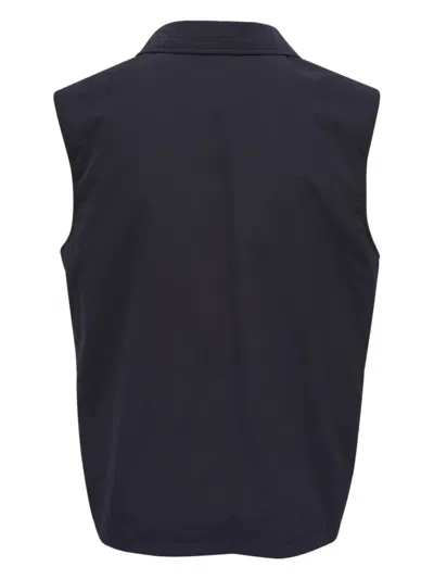 Brunello Cucinelli Navy Blue Coat With Classic Collar In Black