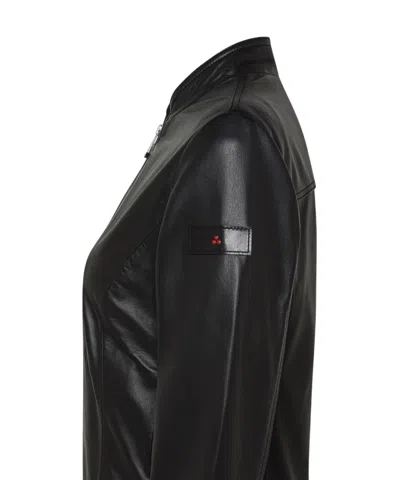 Peuterey Fitted Biker Jacket In Soft Dyed Nappa Leather In Black