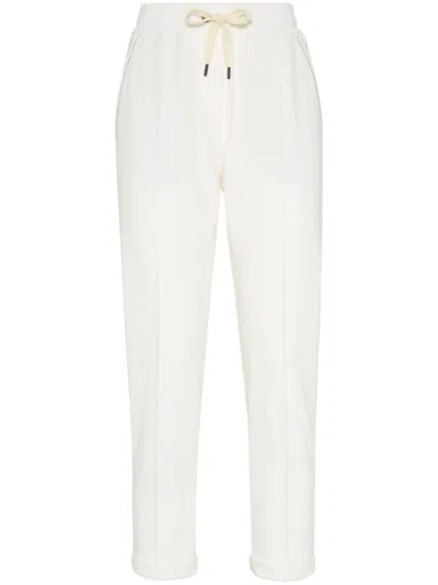Brunello Cucinelli Relaxed-fit White Trousers With Drawstring Waistband In White