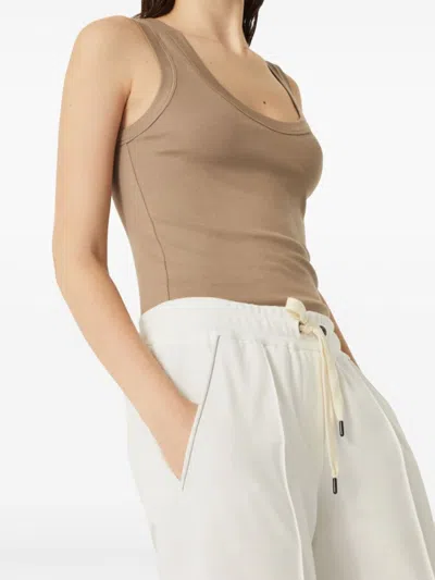Brunello Cucinelli Relaxed-fit White Trousers With Drawstring Waistband In White