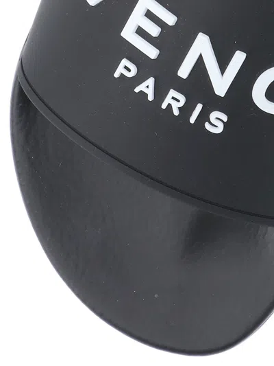 Givenchy Black Flat Slides With Logo In Polyurethane Man In Black