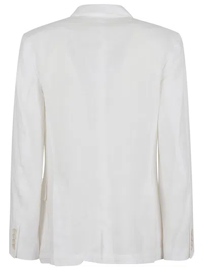 Polo Ralph Lauren Striped Linen Blazer With Patch Pockets In White