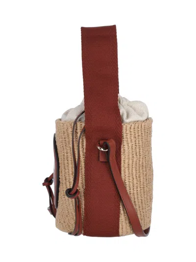Chloé Horse Medal Basket Leather And Canvas-trimmed Raffia Tote