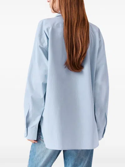 Stella Mccartney Light Blue Cotton Shirt With Chain Detail In Blue