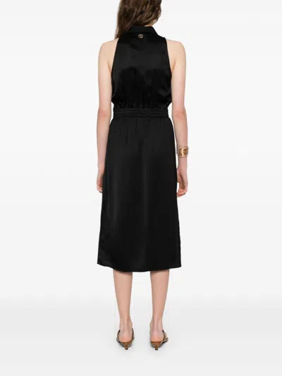 Twinset Midi Dress With Clumsy Logo In Black