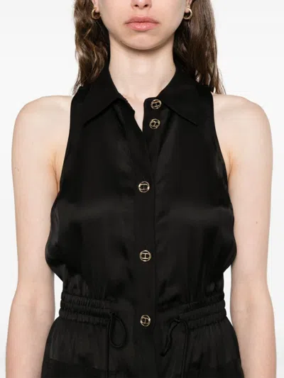 Twinset Midi Dress With Clumsy Logo In Black