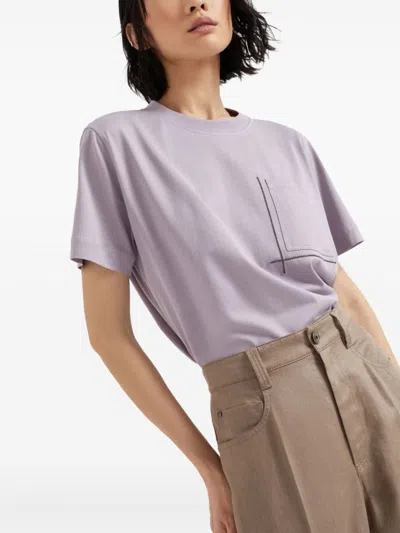Brunello Cucinelli T-shirt With Embellishments In Purple