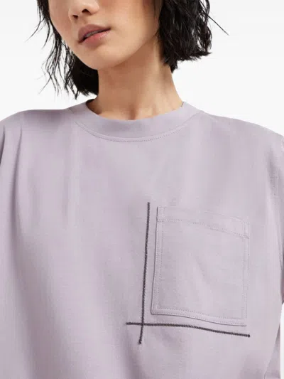 Brunello Cucinelli T-shirt With Embellishments In Purple