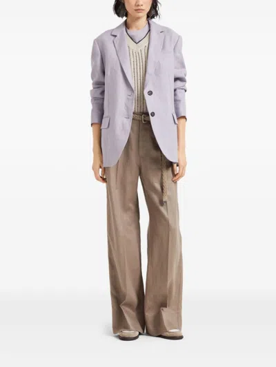 Brunello Cucinelli T-shirt With Embellishments In Purple
