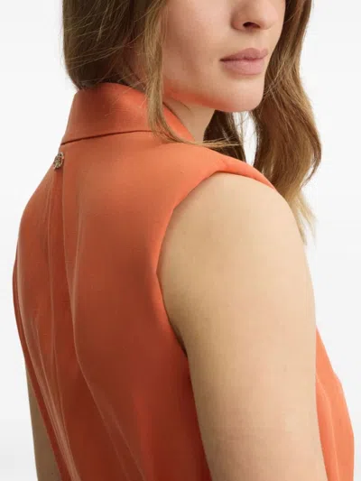 Liu •jo Liu Jo Sleeveless Double-breasted Jacket With Belted Waist In Orange