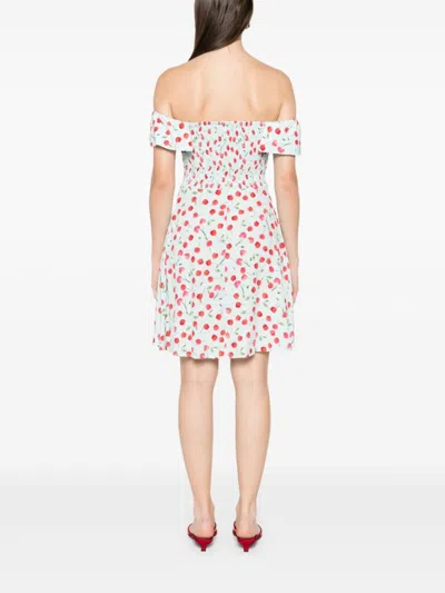 Mar De Margaritas Off-shoulder Mini Dress With Ruffled Neckline In White