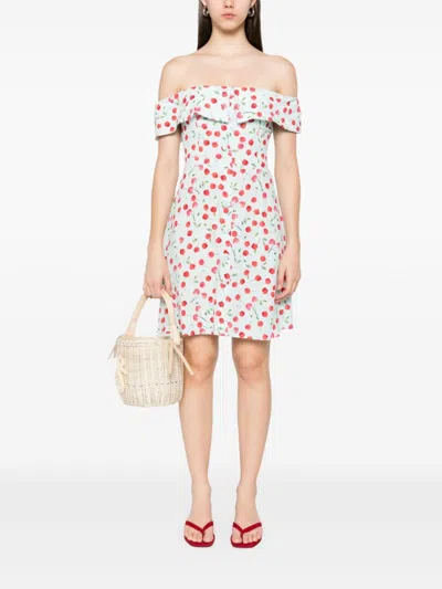 Mar De Margaritas Off-shoulder Mini Dress With Ruffled Neckline In White