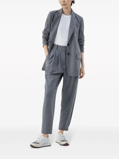 Brunello Cucinelli Stretch Cotton Jersey T-shirt With Precious Faux-layering In White