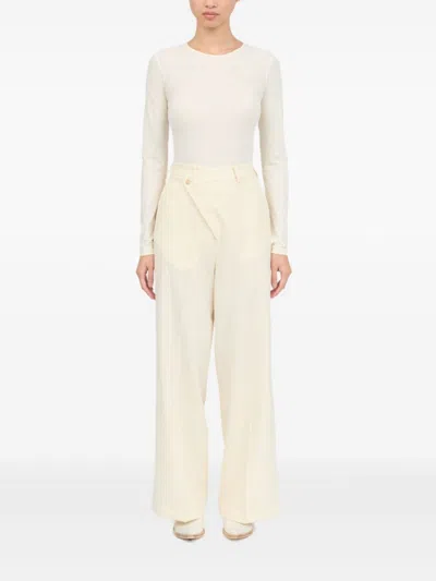 Mm6 Maison Margiela Mm6 By Maison Margiela Light Beige Trousers With Off-centre Fastening In Neutral