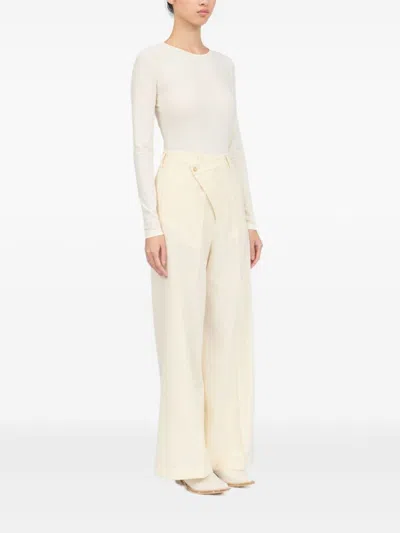 Mm6 Maison Margiela Mm6 By Maison Margiela Light Beige Trousers With Off-centre Fastening In Neutral