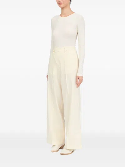 Mm6 Maison Margiela Mm6 By Maison Margiela Light Beige Trousers With Off-centre Fastening In Neutral