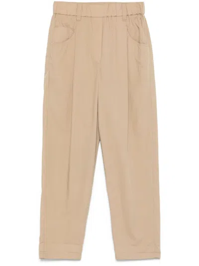 Brunello Cucinelli Women Lightweight Poplin Five-pocket Track Pants With Monili In Neutral