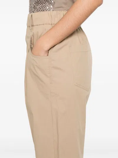 Brunello Cucinelli Women Lightweight Poplin Five-pocket Track Pants With Monili In Neutral