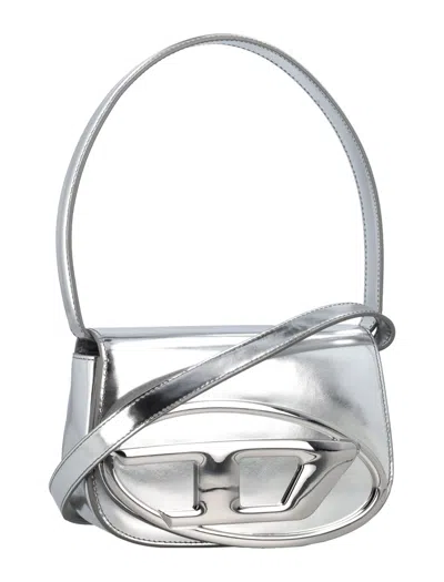 Diesel Oval Metallic Shoulder Bag With Adjustable Strap And Signature Logo