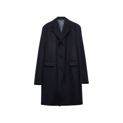 Prada Black Wool Coat With Single-breasted Design In Black
