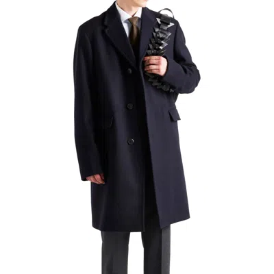 Prada Black Wool Coat With Single-breasted Design In Black