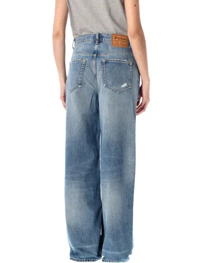 Polo Ralph Lauren Distressed Straight Denim Five Pockets In Blue