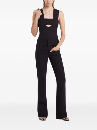 Courrèges U-neck Black Top With Cut-out Detailing In Black