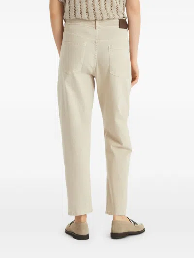 Brunello Cucinelli Garment-dyed Baggy Tapered Jeans In Neutral