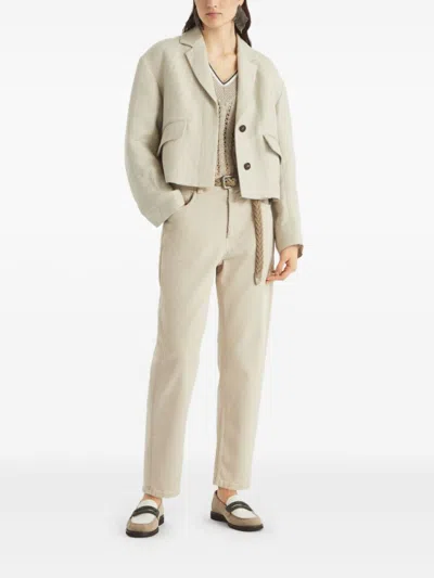 Brunello Cucinelli Garment-dyed Baggy Tapered Jeans In Neutral